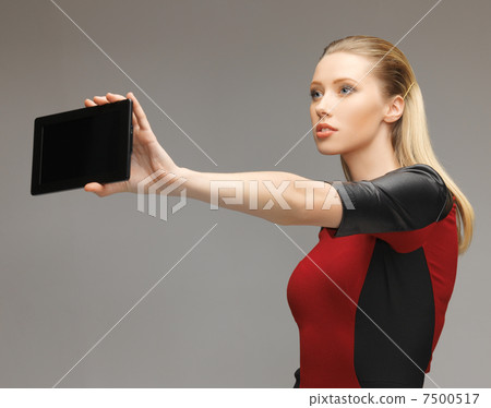 futuristic woman with tablet pc futuristic woman with tablet pc 7500517