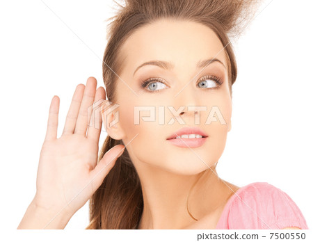 happy woman listening gossip 7500550