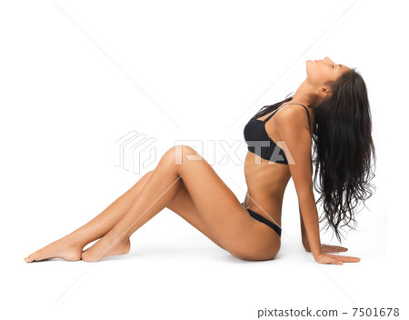 seductive woman in sexy lingerie leaning back 7501678