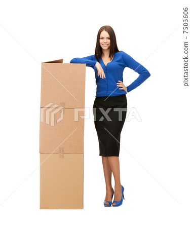 businesswoman with big carton boxes businesswoman with big carton boxes 7503606