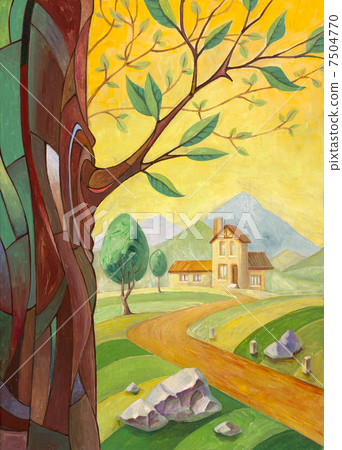 Tree and the Building in the countryside Tree and the Building in the countryside 7504770