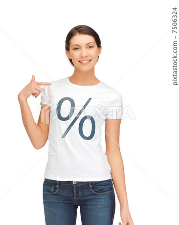 woman in shirt with percent sign 7506324