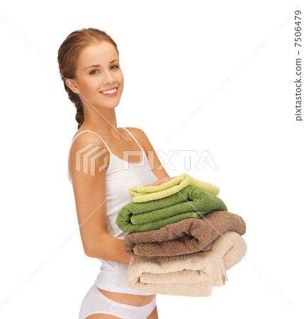 lovely housewife with towels lovely housewife with towels 7506479