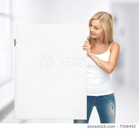 woman with white blank board woman with white blank board 7506492