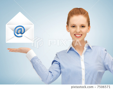 woman showing virtual envelope woman showing virtual envelope 7506571