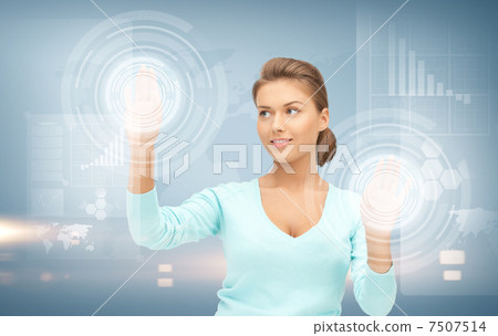 businesswoman working with virtual screens 7507514