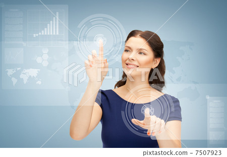 businesswoman touching virtual screen 7507923