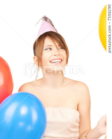 happy girl with colorful balloons 7508290