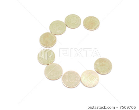 Letters of coins on a white background 7509706