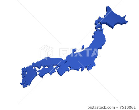 日本地図 3D マップ Japan Tokyo Hiroshima Topographic Map Horizontal 3d Render