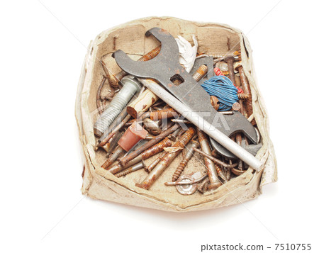 box of nails and tools on a white background box of nails and tools on a white background 7510755