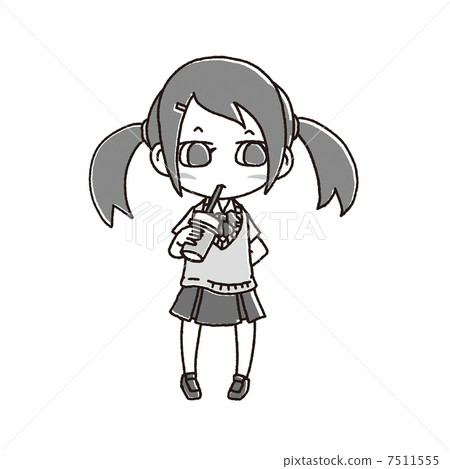 喝汁液灰色的女孩 7511555