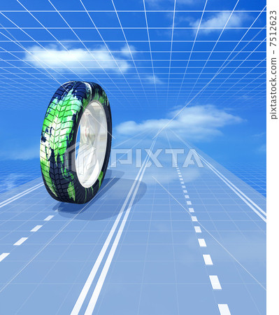輪胎在世界道路上運行 輪胎在世界道路上運行 7512623