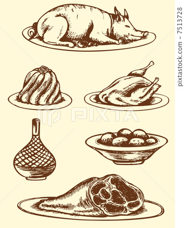 Hand drawn food Hand drawn food 7513728