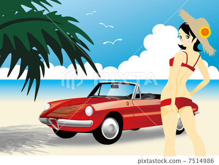 Open car and swimsuit women Open car and swimsuit women 7514986