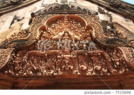 Banteay Srei relief of the gate of the second circumferential wall Banteay Srei relief of the gate of the second circumferential wall 7515699