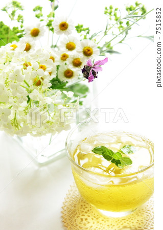 Ice herbal tea and summer flowers Ice herbal tea and summer flowers 7515852
