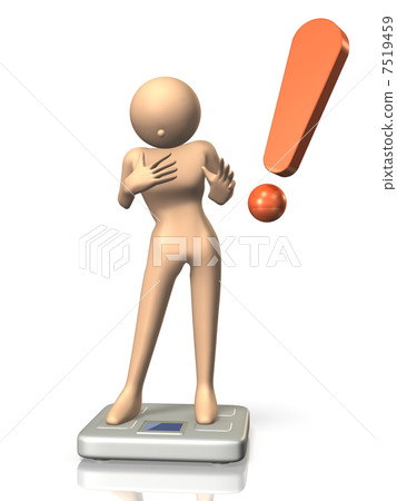 3D rendered image depicting the lady measuring the weight 7519459
