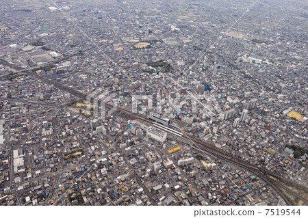 Ichinomiya市中心鳥瞰圖在愛知縣 7519544