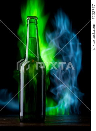 Beer bottle with color fire 7532777