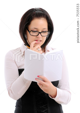 woman with pencil and book woman with pencil and book 7535553