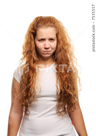 Cute ginger girl thinking Cute ginger girl thinking 7535557