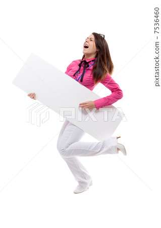 Woman with blank placard. 7536460