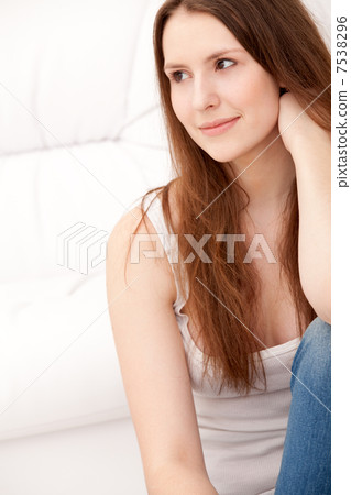 woman sitting on floor woman sitting on floor 7538296