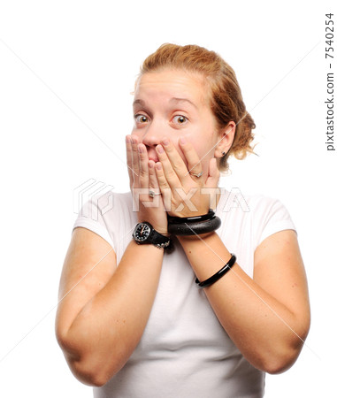 Cute ginger girl surprised 7540254