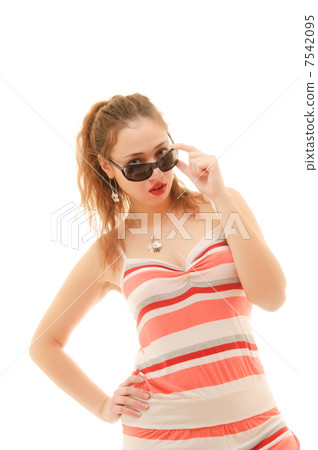 woman wearing her sunglasses. 7542095