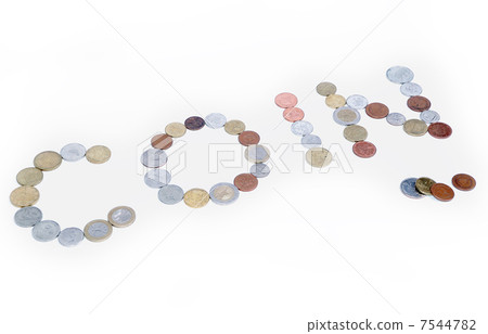 Many coins created a coin word isolated Many coins created a coin word isolated 7544782