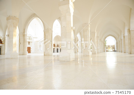 Madina mosque empty, conceptual indoor of oriental building. Fantastic background. Madina mosque empty, conceptual indoor of oriental building. Fantastic background. 7545170