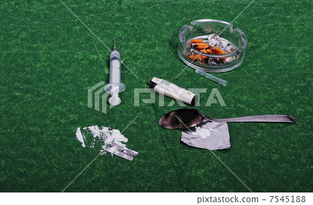 Drugs addict activities and some used tools 7545188