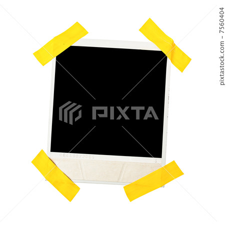 Taped polaroid style photo frame, isolated on white 7560404