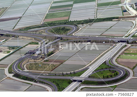 東北中央高速公路天童立交的鳥瞰圖 東北中央高速公路天童立交的鳥瞰圖 7560827