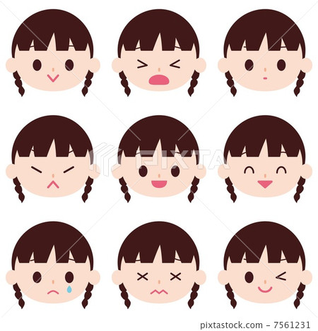 Small girls emotional expressive expression... - Stock Illustration ...