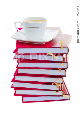 pile of books with cup of coffee pile of books with cup of coffee 7570312