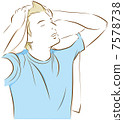 A man wiping his hair 7578738
