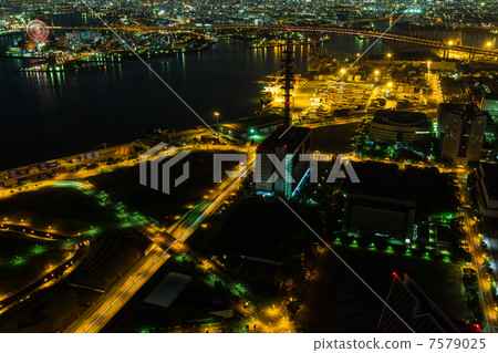 Night view from Osaka Fukuzu Government Building Observation Deck 7579025