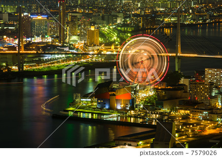 Night view from Osaka Fukuzu Government Building Observation Deck 7579026