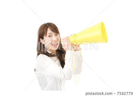 Megaphone and female employee Megaphone and female employee 7582779