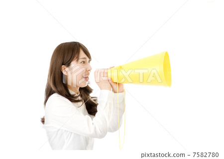 Megaphone and female employee 7582780