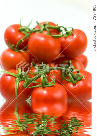fresh red tomato vegetables with reflection in water 7584903