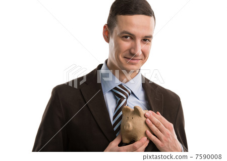 Business man hiding piggybank Business man hiding piggybank 7590008