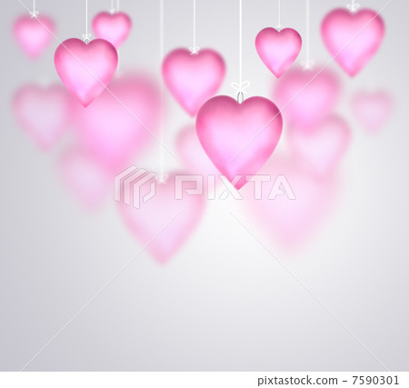 Valentine background with hanging pink glossy...-插圖素材 [7590301] - PIXTA圖庫