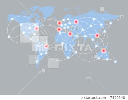 Global networking symbol of international comunication featuring 7590340