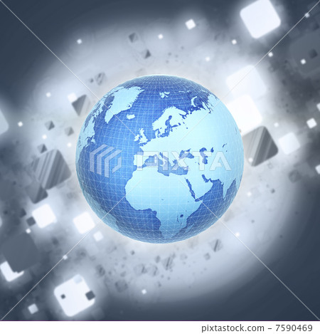 Digital globe with satellites and net Digital globe with satellites and net 7590469