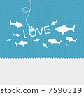 Valentine background: many fishes on the hook of love 7590519