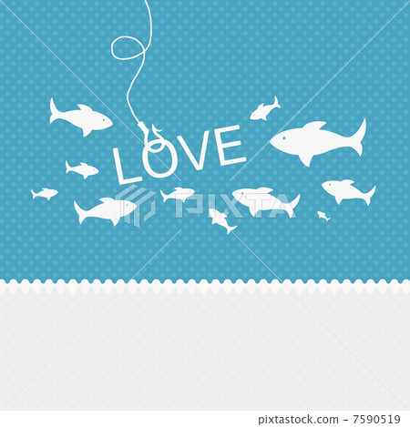 Valentine background: many fishes on the hook of love 7590519