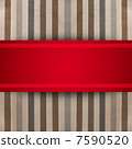 Red ribbon over striped paper texture. gift box 7590520